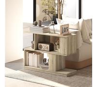 HOMCOM Modern Narrow End Table, S-Shaped Nightstand, Natural Wood Finish in Light Brown HOMCOM Light Brown