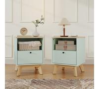 HOMCOM Modern Nightstand Set of 2, Bedside Table with Drawer and Open Shelf