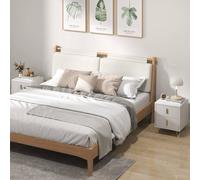 HOMCOM Modern Nightstand, Set of 2 Fluted Bedside Table for Bedroom, White HOMCOM White