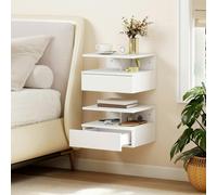 Homcom Modern Nightstand Set Of 2, Wall Mounted Bedside Cabinet, White