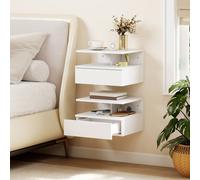 Homcom Modern Nightstand Set Of 2, Wall Mounted Bedside Cabinet In White White One Size