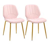 HOMCOM Modern Pink Velvet-Feel Dining Chairs (Set of 2) - Padded Seats, Steel Legs, Adjustable Feet, 110kg | 83A-020V70PK