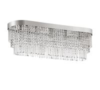 HOMCOM Modern Raindrop Crystal Chandelier, Round Rectangular Hanging Ceiling Light, Linear Hanging Lighting with Stainless Steel Base, for Restaurant Kitchen Island Dining Room Hotel, Silver