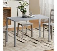 HOMCOM Modern Rectangular 4 Seater Dining Table with Tempered Glass Top in Grey | Size: 120 cm x 60 cm HOMCOM Grey 120 cm x 60 cm