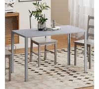 Homcom Modern Rectangular 4 Seater Dining Table With Tempered Glass Top In Grey Grey