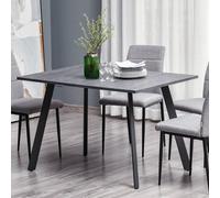 HOMCOM Modern Rectangular Dining Table Indoor Metal Legs Spacious Tabletop in Grey HOMCOM Grey