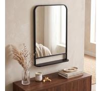 HOMCOM Modern Rectangular Wall Mirror with Storage Shelf 70 x 50 cm Black