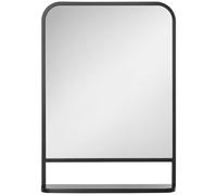HOMCOM Modern Rectangular Wall Mirror with Storage Shelf 70 x 50 cm Black | Mirrors, for Living Room, Bedroom