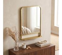 HOMCOM Rectangle Wall Mirror with Shelf 70 x 50 cm, for Living Room, Bedroom