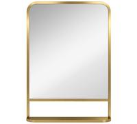 HOMCOM Modern Rectangular Wall Mirror with Storage Shelf, 70 x 50 cm, Gold Tone