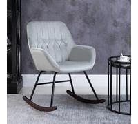 HOMCOM Modern Rocking Chair with Steel Frame Sponge Padding for Home Office Grey