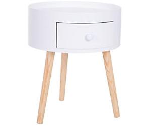 Homcom Modern Round Coffee Table with Drawer White ?38 x 45H cm