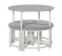 HOMCOM Modern Round Dining Table Set - Grey