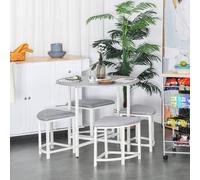 Modern Round Dining Table Set with 4 Upholstered Stools for Dining Room HOMCOM Grey One Size