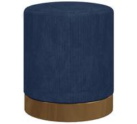 HOMCOM Modern Round Footstool, Fabric Upholstered Foot Rest, Dark Blue