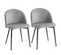 HOMCOM Modern Upholstered Fabric Bucket Seat Dining Chairs Set of 2 - Grey