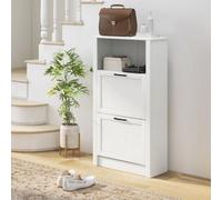 Homcom Modern Shoe Cabinet With 2 Flip Drawers And Adjustable Shelves, White