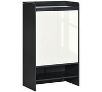 Homcom Modern Shoe Cabinet With High Gloss White Doors And Open Shelves