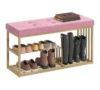 HOMCOM Modern Shoe Storage Bench Hallway Tufted Bench, Pink