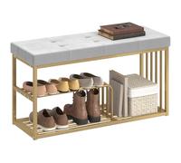 Homcom Shoe Storage Bench With Seat Cushion Tufted Shoe Rack Bench Grey