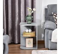 HOMCOM Modern Side Table Three Layer Bedside Table w/ Shelves, Grey