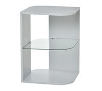 HOMCOM Modern Side Table Three Layer Bedside Table w/ Storage Shelves, Grey