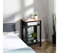 Homcom Modern Side Table With 2-Tier Shelves End Table For Bedroom, Living Room