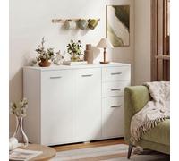 HOMCOM Modern Sideboard Kitchen Storage Cabinet, White, White