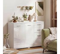 Homcom Modern Sideboard Kitchen Storage Cabinet, High Gloss White White