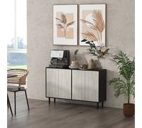 HOMCOM Modern Sideboard Kitchen Storage Cabinet with 2 Cupboards Solid Wood Legs in Black HOMCOM Black