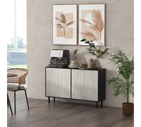 HOMCOM Sideboard Storage Cabinet for Living Room with Adjustable Shelves Black, Black