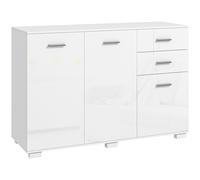 HOMCOM Sideboard, Modern Storage Cabinet w/ 2 Drawers, 3 Doors, Adjustable Shelves, Kitchen Cabinet for Living Room, Dining Room, High Gloss White
