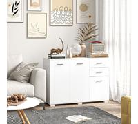 HOMCOM Modern Sideboard Kitchen Storage Cabinet with 2 Drawers, White - White