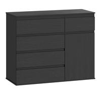 HOMCOM Modern Sideboard, Sideboard Storage Cabinet with 5 Drawers, Adjustable Shelf, Soft-Close Door, Black