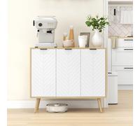 Homcom Modern Sideboard, Storage Cabinet, Accent Cupboard For Kitchen, White