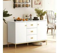 HOMCOM Modern Sideboard, Storage Cabinet, Accent Cupboard Rustic Brown - White