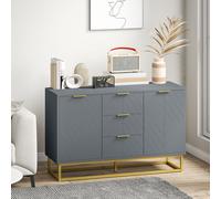 Homcom Modern Sideboard Storage Cabinet With 3 Drawers And Adjustable Shelves In Grey Grey One Size