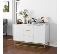 Modern Storage Cabinet Freestanding Cupboard Dresser with 3 Drawers HOMCOM White One Size