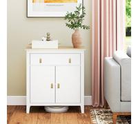 (White) HOMCOM Sideboard with Drawer, Adjustable Shelf for Living Room