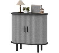 Homcom Modern Sideboard With 2 Sliding Doors Tambour Kitchen Cupboard Grey Grey