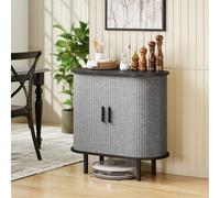 Homcom Modern Sideboard With 2 Sliding Doors Tambour Kitchen Cupboard Grey Grey