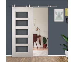 Homcom Modern Sliding Barn Door Closet Hardware Track Kit Track System Unit