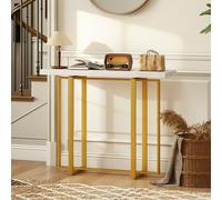 HOMCOM Modern Slim Long Accent Sofa Side Table for Hallway, White, White