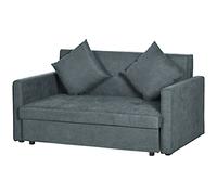 Homcom Modern Snow Flannel Loveseat Sofa Sleeper With 2 Cushions, Dark Grey Dark Grey