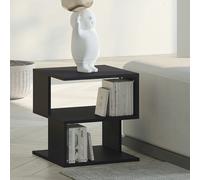 HOMCOM Modern Square 2 Tier Wood Side Table Shelf Rack Black, Black