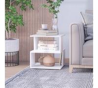 HOMCOM Side Table, Square Coffee Table, Modern End Table with 2 Tier Storage Shelves for Living Room, Bedroom, White