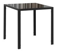 HOMCOM Modern Square Dining Table for 2-4 People, with Glass Top & Metal Legs, Black