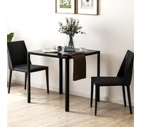 Homcom Modern Square Dining Table With Tempered Glass Top Metal Legs