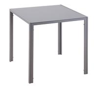 HOMCOM Modern Square Dining Table With Tempered Glass Top And Metal Legs Grey, Grey