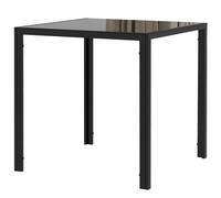 HOMCOM Modern Square Dining Table with Tempered Glass Top Metal Legs - Black - 75 - Powder coated steel